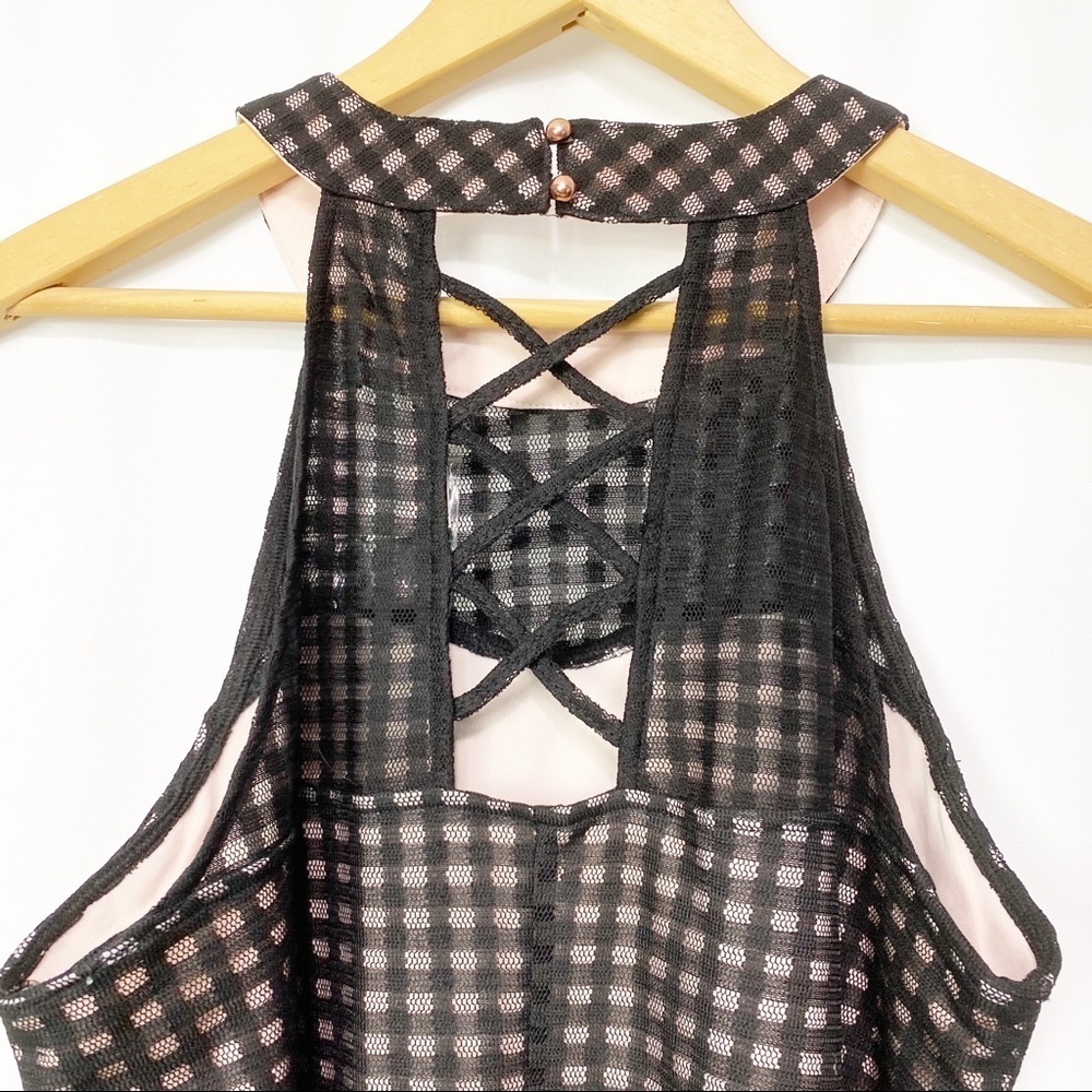 NWT-Candies-Black Semi Sheer Overlay Pink Dress L - Picture 7 of 12